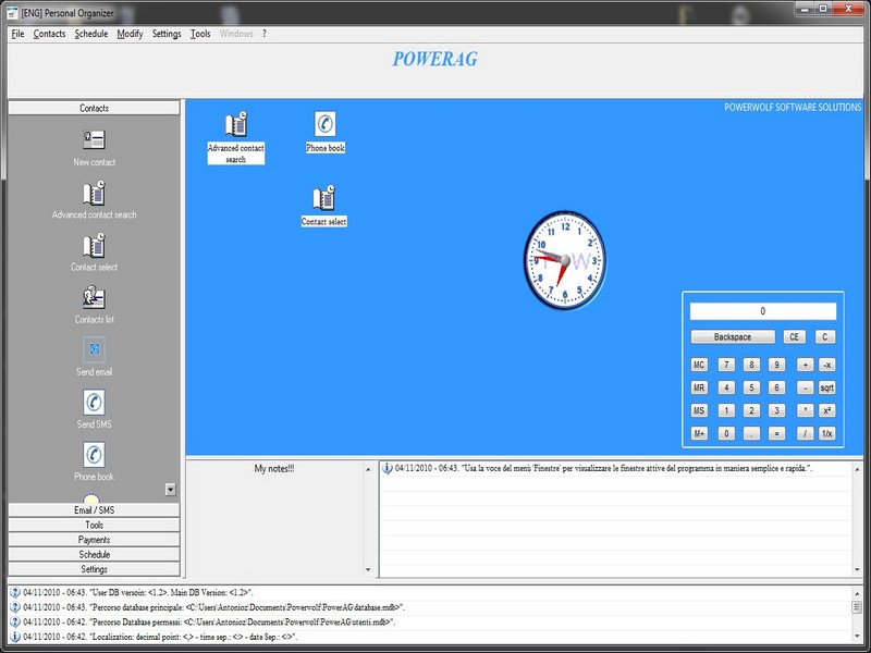 PowerAG Personal Information Manager screenshot