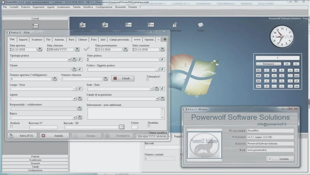 PowerPRA software CRM Windows per gestione pratiche clienti e documenti
